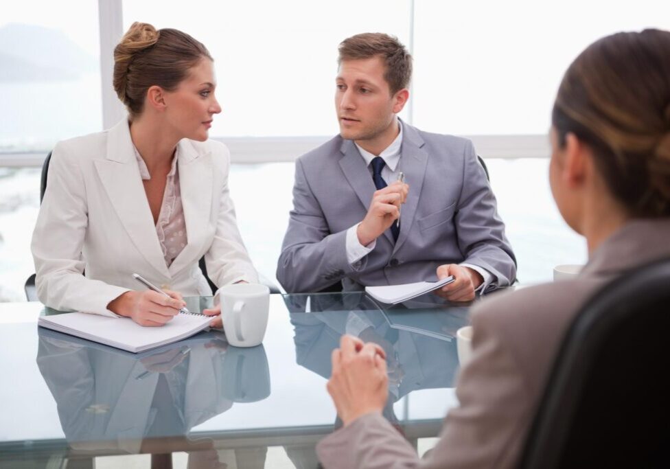 man and woman having a conversation